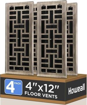 Howeall 4" x 12" Floor Register 4 Pack - Heavy Duty Steel Walkable Floor Vent